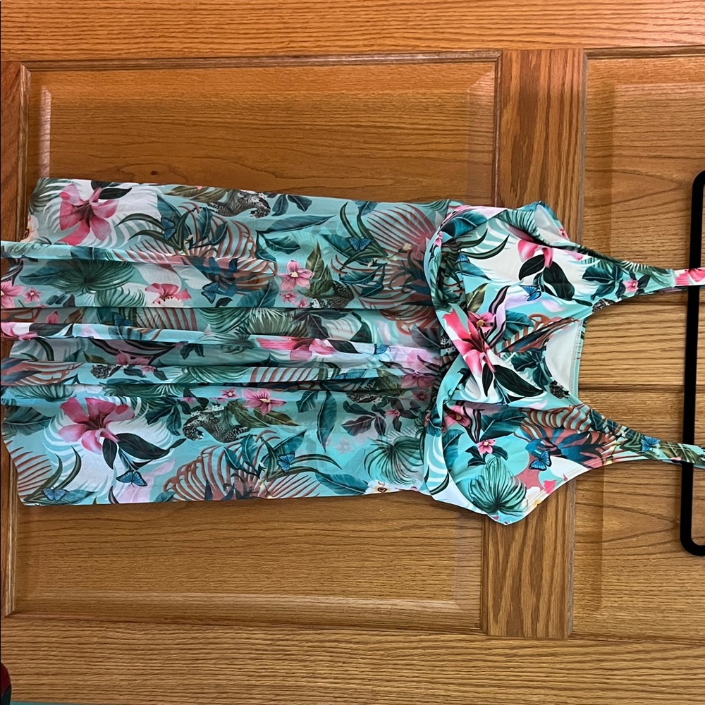 BloomChic Vibrant Floral Dress with Green and Pink Accents size 18 - 20